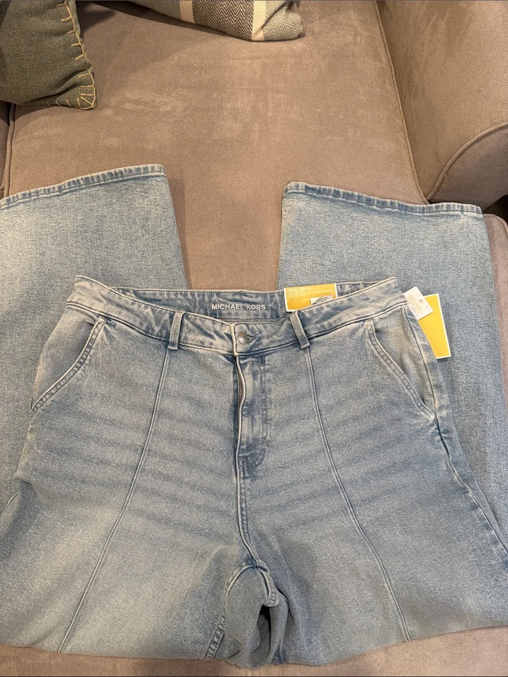 NWT Michael Kors “Carmen” wide leg  Faded Light Blue Denim Jeans